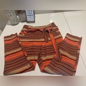 NWOT NY & Co High Rise Striped Belted Pant